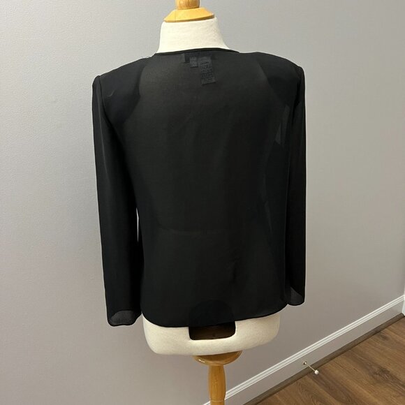Adrianna Papell Evening Black Sheer Cardigan Blouse Beaded and Embroidered Sz PM - Picture 12 of 12